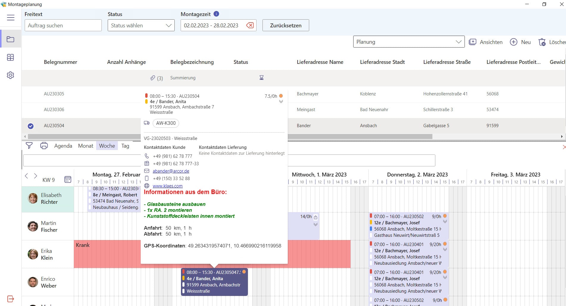Assembly planning with an overview. The intuitive user interface provides a lot of information and high flexibility with little effort.